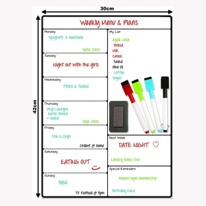 Planificateur magnétique hebdomadaire et mensuel personnalisé pour réfrigérateur, <span class=keywords><strong>tableau</strong></span> d'écriture magnétique pour repas, <span class=keywords><strong>tableau</strong></span> de notes pour la maison, planificateur magnétique souple - Product Image 3