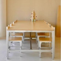 Table de conférence rectangulaire moderne et minimaliste en bois massif avec cadre en aluminium, 8 places, plateau en bouleau – Grande station de travail commerciale