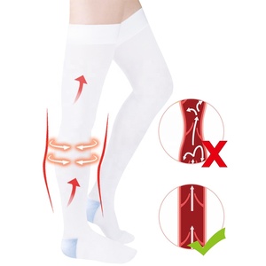 Bianco Anti-trombosi medicale calze di Nylon solido coscia alta prezzo all'ingrosso 13-18mmHg - Product Image 5