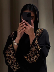 Abaya Dubai 2025 <span class=keywords><strong>Elegante</strong></span> e Lussuosa con Perline, Maniche Lunghe, <span class=keywords><strong>Vestito</strong></span> da Sera per Eid, Abito da <span class=keywords><strong>Donna</strong></span> - Product Image 4