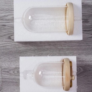 수제 투명 유리 클로슈 벨 자 캔들 돔 (블랙/화이트 받침대 포함) - 결혼 선물, 집 장식용 - Product Image 5