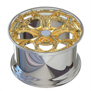 Rines Forjados de 2 Piezas de 20 Pulgadas con Borde Cromado Blanco y Centro Dorado, Personalizados de Fábrica, 5 Orificios para Porsche 911 - Product Image 3