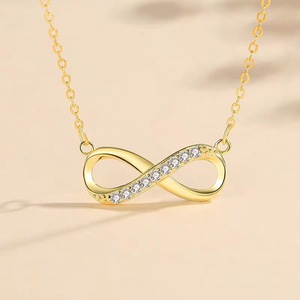 Argento sterling 925 moda 8-line ciondolo di diamanti con clavicola catena signore collana gioielli amore infinito per lei - Product Image 6