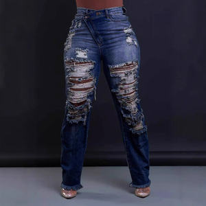 <span class=keywords><strong>Jeans</strong></span> Ajustados Elásticos con Corte Deshilachado para <span class=keywords><strong>Mujer</strong></span>, <span class=keywords><strong>Jeans</strong></span> de Mezclilla de Pierna Recta a la Moda, <span class=keywords><strong>Jeans</strong></span> Desgastados con Flecos, Primavera 2025 - Product Image 3