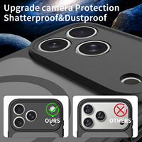Coque magnétique givrée antichoc en TPU et PC, toucher doux, protection intégrale de l'objectif pour iPhone 16 17 18 Pro Max (vente en gros)