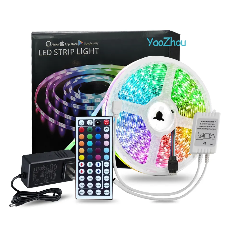 300 LED 5050 SMD IP65 Waterproof RGB Flexible Light Strip Kit with 44 Key IR Remote RGB Controller LED Strip Lights
