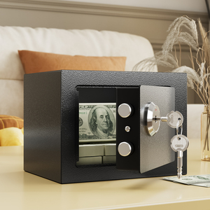 Mini Caja Fuerte Metálica con Llave, Caja <span class=keywords><strong>de</strong></span> Seguridad Pequeña para Dinero y Banco <span class=keywords><strong>de</strong></span> Ahorros para Niños, para Uso en Interiores/Exteriores, Dimensiones 170x230x170mm - Product Image 4