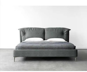 Modern Velvet Upholstered <b>Bed</b> Frame with Tufted Headboard Minimalist Design Soft <b>Bed</b> <b>Queen</b> King <b>Size</b> Metal Legs - Product Image 2