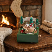 Boîte à musique de Noël en bois MELODY, train de Noël magnétique rotatif à remonter, pour table, intérieur
