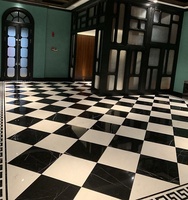 Carreaux de sol en marbre blanc et noir à motifs