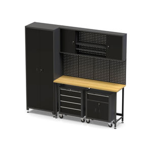 وحدات ورشة عمل تخزين المرآب طاولة عمل معدنية خزانات أدوات مدمجة مع سطح من الخشب الصلب - Product Image 5