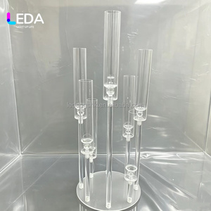 LEDA 8-arm Clear Acrylic Wedding Candle Holder <b>Candelabra</b> Wedding Centerpiece for Events Decor - Product Image 3