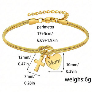 Wholesale 316L Stainless Steel 14k 18k Gold Plated Fashion <b>Bracelets</b> & <b>Bangles</b> Mama Mom Mother Charm <b>Bracelet</b> for Mom Mama - Product Image 5