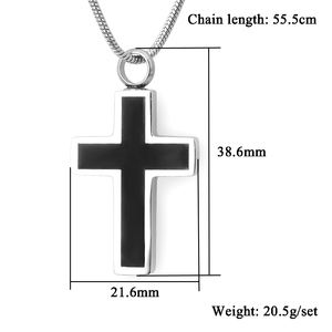 Collar con colgante de urna de cremación de cruz cristiana de acero inoxidable personalizado al por mayor para cenizas - Product Image 2