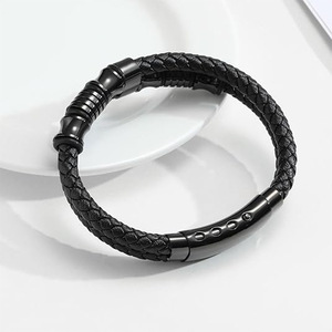 Bamboo Joint <b>Leather</b> <b>Bracelet</b> 7.5 8.5 9 Inches Men's Jewelry Gift European American Style Handmade Woven <b>Bracelet</b> - Product Image 1