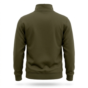 <b>Women's</b> Olive <b>Green</b> Stand Collar 1/4 Zip Sweatshirt Solid Color Drop Shoulder Long Sleeve Knitted Breathable Autumn Wear <b>Women</b> - Product Image 3