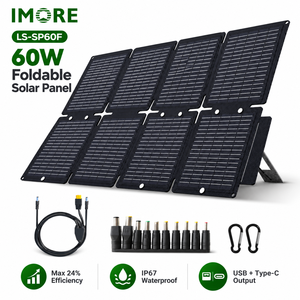 แผงโซลาร์เซลล์แบบพับได้ 60W สำหรับตั้งแคมป์ เดินป่า รถบ้าน เรือ และการเดินทาง โมโนคริสตัลไลน์ ETFE IP67 USB Type C เครื่องชาร์จกลางแจ้งน้ำหนักเบา - Product Image 1