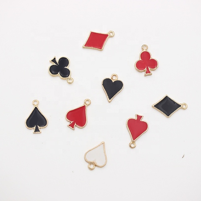 Poker Playing Cards Enamel Charms Ace Joker Metal Charms for Earrings Keychain Jewelry Making Supplies Diy Accessories