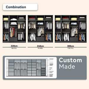 Armadio Moderno Grigio Personalizzabile Estensibile Autoportante con Asta Appendiabiti, Ampio Spazio di Archiviazione in Truciolato, Stile Legno per Camera da Letto - Product Image 4