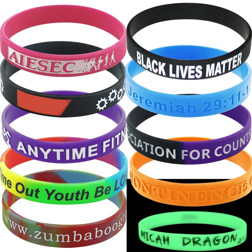 Custom Eco Friendly Custom Rubber Bracelet Wrist Band Motivational Silicone Wristband With Logo Custom