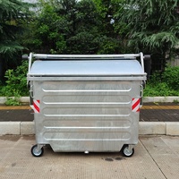 Poubelle à roulettes galvanisée à chaud de 2,5 m3, grandes poubelles à déchets, bacs à ordures.