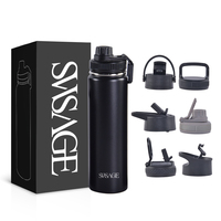 Bouteille d'eau isotherme en acier inoxydable de 12oz à 64oz, gourde sport à double paroi à large ouverture, personnalisable avec logo, réutilisable