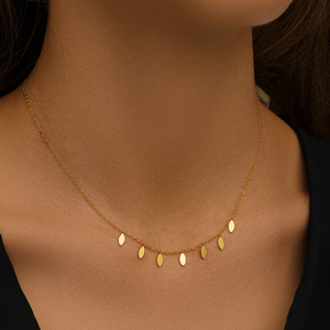 Collar de Plata de Ley 925 con Baño de Oro de 18K y Diseño de Ojo de Caballo para Mujer, Uso Diario - Product Image 5