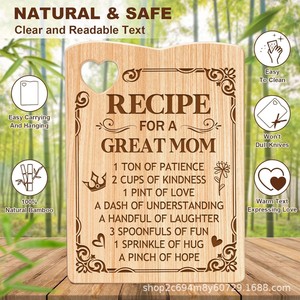 Solid Wood Cutting Board Rectangle Laser Engraved Rustic <b>Kitchen</b> Bread Board Household Use - Product Image 4