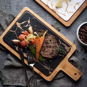 Plateau alimentaire en bois et céramique marbrée en porcelaine, planches <span class=keywords><strong>à</strong></span> <span class=keywords><strong>découper</strong></span> en bois pour <span class=keywords><strong>pizza</strong></span> en porcelaine pour la cuisine - Product Image 5