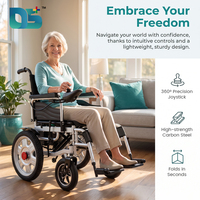 Fauteuil roulant électrique pliable léger pour personnes âgées et handicapées, capacité 150 kg, cadre en acier carbone, moteur 500 W