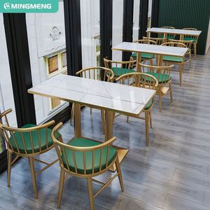 Juego de mesas y sillas de café de estilo minimalista para restaurante, cafetería o Hotel, mesa de comedor con panel de madera y muebles para Sillas - Product Image 5