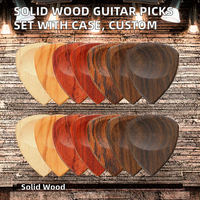 Vente en gros OEM/DOMI G-JTBP05 - Plectres de guitare en bois massif 0,25 cm avec étui - Logo personnalisé - Durables - 10 pièces/ensemble