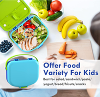 Grande boîte à lunch pour enfants 1,3 L sans BPA avec couverts et 4 compartiments et poignées en silicone, passe au lave-vaisselle et au micro-ondes