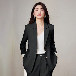 Women's Suit <b>Set</b> Solid Color Polyester Anti-Wrinkle <b>Blazer</b> Pants Two Piece Professional Formal Wear Casual Suit Sy6711 - Product Image 1