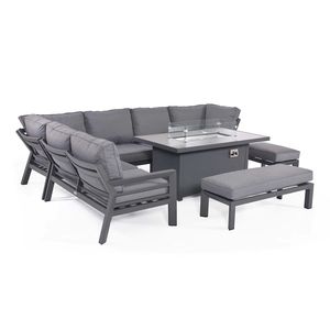 Ensembles de table de foyer de canapé d'angle de jardin en aluminium Fimous table de foyer 9 places gris foncé - Product Image 1