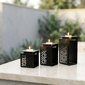 Wholesale Unique Style Black Metal <b>Tea</b> <b>Light</b> Candle Holders with Custom Cutwork for Home Decoration - Product Image 3