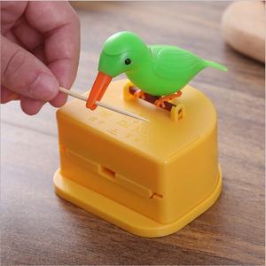 Boîte de rangement de cure-dents conteneur distributeur de cure-dents automatique organisateurs de bureau décor à la maison mignon petit oiseau boîte de cure-dents - Product Image 6