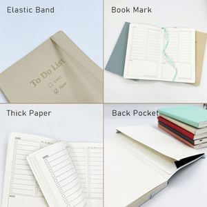 Carnet A5 en PU, couverture rigide, bande élastique, poche pour liste de choses à faire, journal, logo personnalisé pour entreprise, promotion en gros - Product Image 6