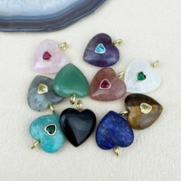 Pendentif Cœur en Pierre Naturelle, Breloque en Cristal de Quartz, Améthyste, Œil de Tigre, Lapis Lazuli pour la Fabrication de Bijoux