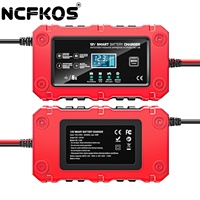 NCFKOS Chargeur de batterie intelligent pour voiture et moto BC-1206 Chargeur de batterie 12V Chargeur de batterie au plomb 6A Prise automatique UE Entrée AC