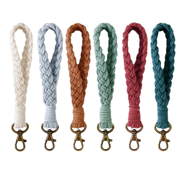 Boho Macrame Smartphone Key Chain Charm Wristlet Bracelet Keychain Strap Women Girls' Cell Phone Wrist Strap Lanyard Tether Tab
