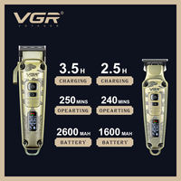 Tondeuse à cheveux 2-en-1 VGR V-643 pour homme, corps métallique, tondeuse électrique à pousser, tondeuse à cheveux numérique intelligente à LED pour la maison