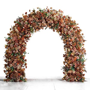 Arco de flores de seda en forma de U de alta calidad, rojo y rosa, para telón de fondo de boda, elegante arco de boda - Product Image 2