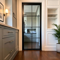 Portes battantes en acier et verre de style français pour l'intérieur des maisons et appartements, manuelles, personnalisables en taille et couleur, isolées thermiquement, pour villas et salons