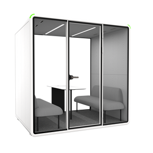 Cabine de travail insonorisée grande capacité 4 places, mobile, intérieure, avec canapé et table. - Product Image 2