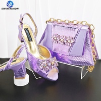 Sinya – Magnifiques chaussures italiennes à talons hauts en cuir PU avec pierres en cristal et sac assorti pour robe de soirée de mariage africain