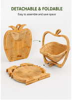 Plateau à fruits pliable en bambou, design créatif et écologique, style minimaliste moderne, pour table à thé domestique et rangement de salon
