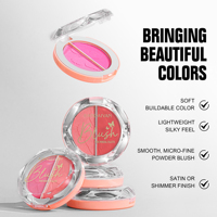 HANDAIYAN 2-en-1 Fard à joues brillant haute pigmentation 5 couleurs, illuminateur naturel en forme de papillon, maquillage visage lumineux et waterproof