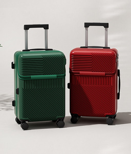 Gift Custom New Design Front Opening Luggage Hard Side Fashion ABS+PC <b>Suitcase</b> White Travel Luggage with Laptop Compartment - Product Image 2