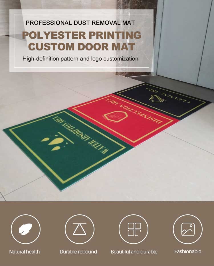 Hot sale PVC back Printed Velour Door Mat Disinfectant mat(图1)
